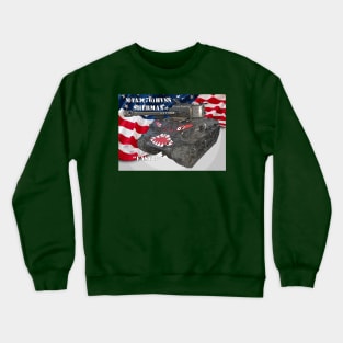 M4A3E8 Sherman Tank w/American flag Crewneck Sweatshirt